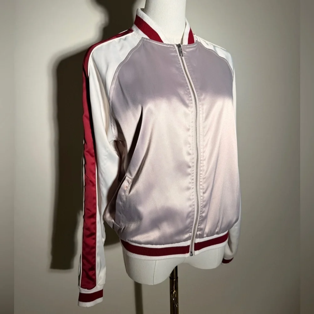 Tularosa Silver, White and Maroon 70s Inspired Track Jacket - Picture 4 of 6